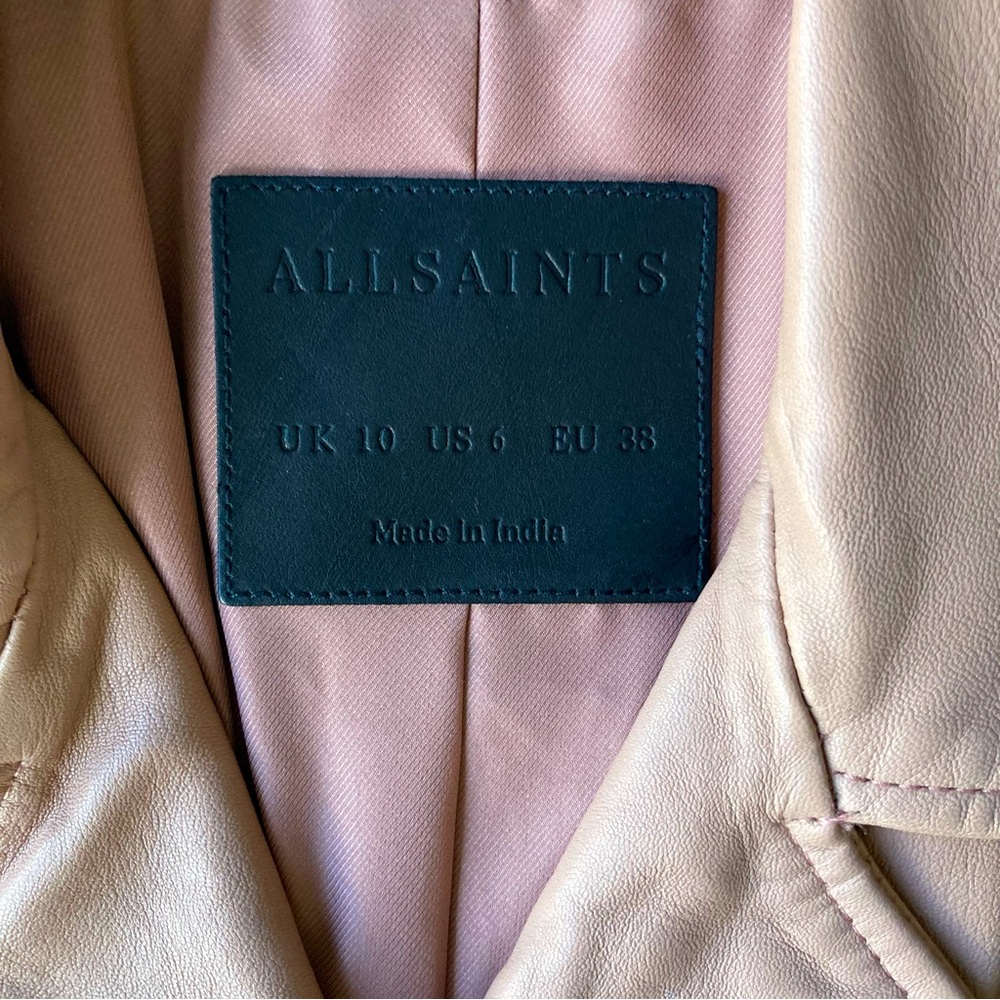 All Saints Blush Leather Motorcycle Biker Moto Jacket UK10 US6 $529 - Picture 5 of 7